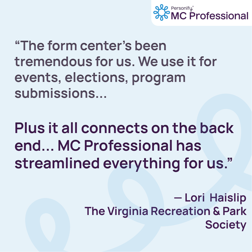 MemberClicks professional quotes about their service with the Virginia Recreation and Park Society